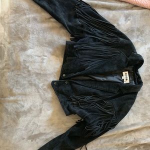Black fringe crop jacket